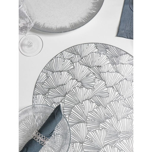 Набор салфеток сервировочных на стол Доляна Веер, d=38 см, 4 шт, цвет серебряный фото 3