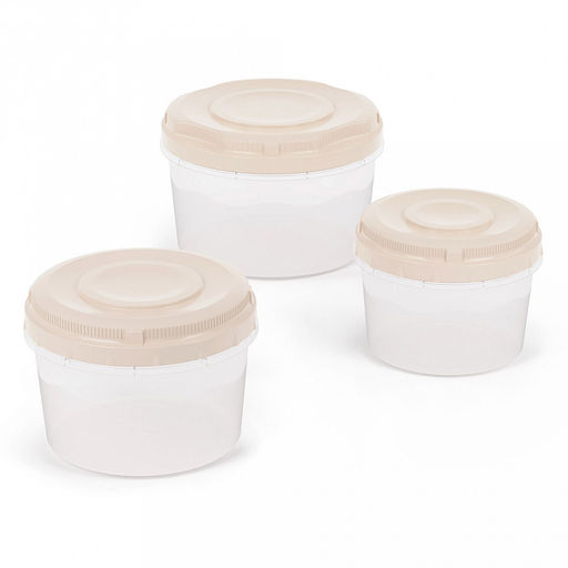 Контейнер для продуктов пластмассовый, набор 3 шт: 0,7л, 1л, 1,5л, подходит для СВЧ (Россия) - Домашняя мода фото 2