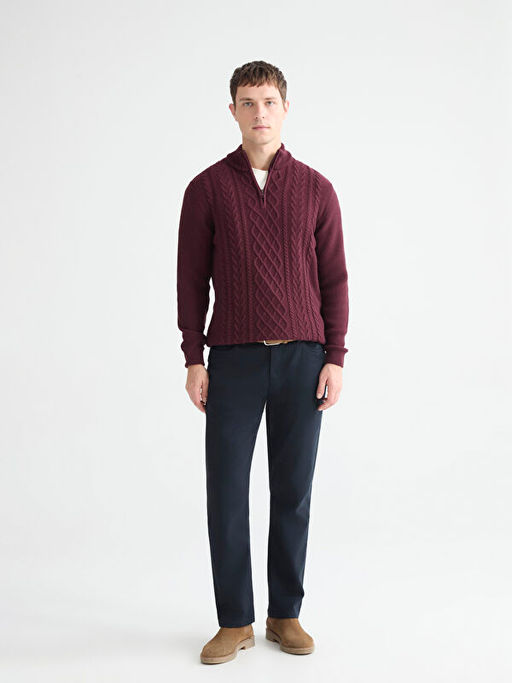 Fermuarl? Dik Yaka Erkek Triko Kazak