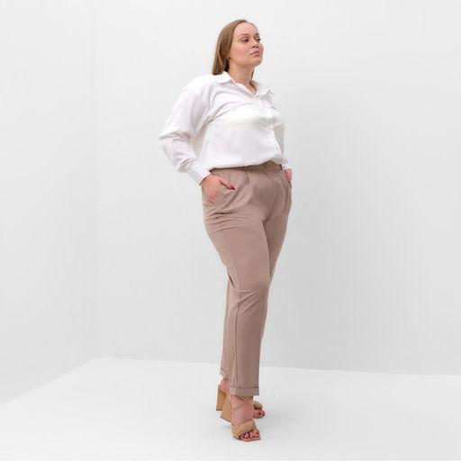 Брюки женские MIST plus-size, размер 56, серо-бежевые