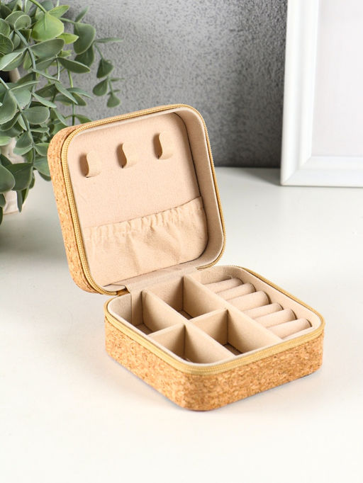 Шкатулка для украшений «Рыбки», пробка, кожзам, 10×10×5 см