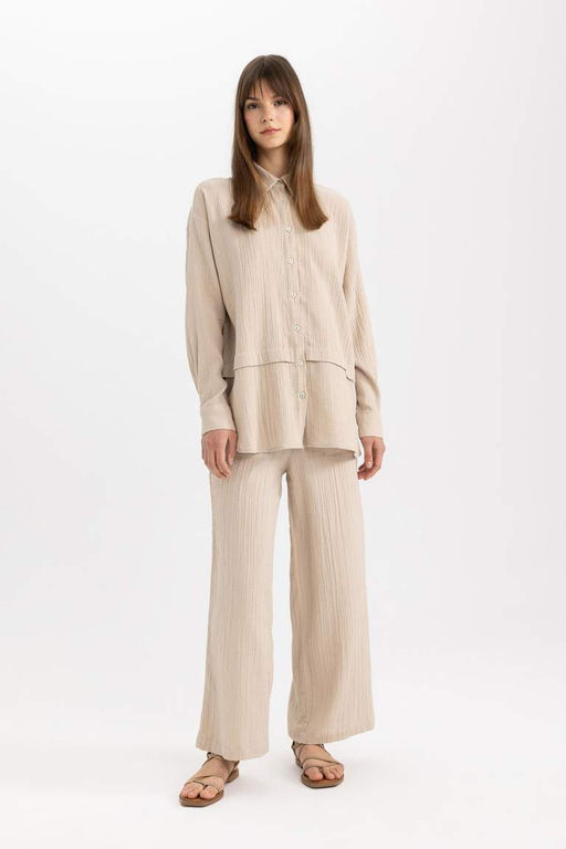 Муслиновая рубашка-туника с длинными рукавами Relax Fit - Defacto фото 2