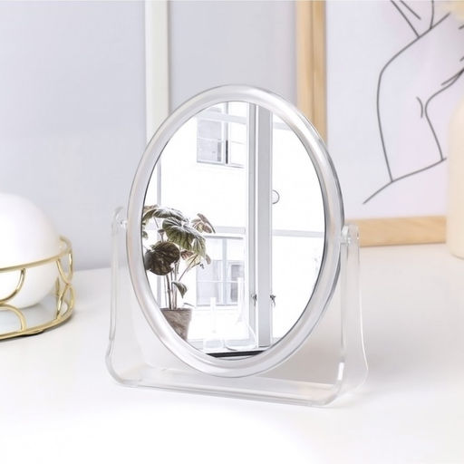 Зеркало настольное «Овал», двустороннее, зеркальная поверхность 11 × 14 см, цвет прозрачный