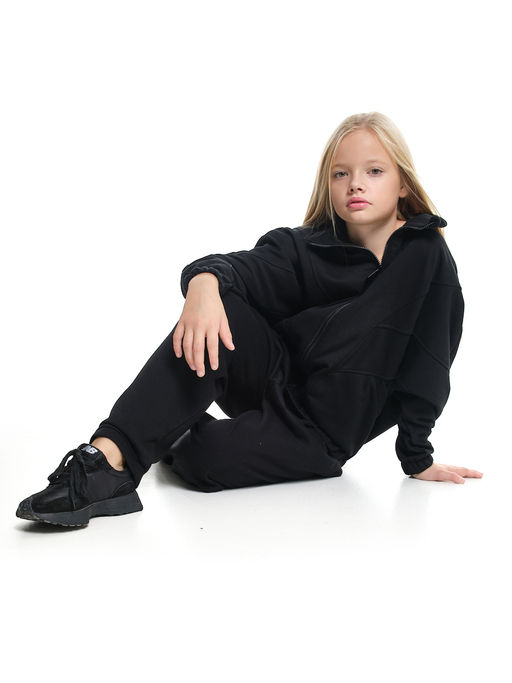 Спортивный костюм для девочки на молнии в школу UD 8023 черный - Mini maxi фото 3