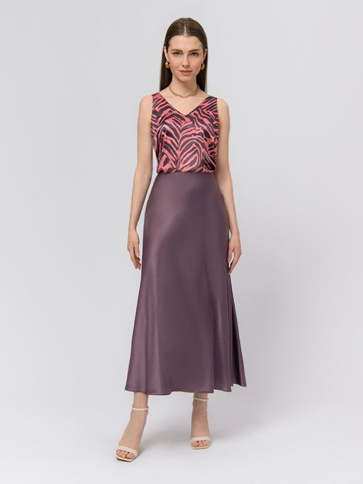 Топ темно-розового цвета с принтом и V-образным вырезом - 1001dress фото 2
