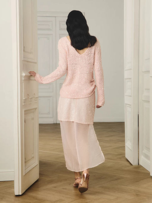 Двухслойная юбка миди с пайетками / Zarina