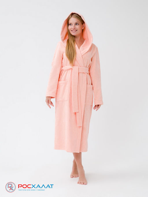 Женский халат с капюшоном персиковый МЗ-06 (32)