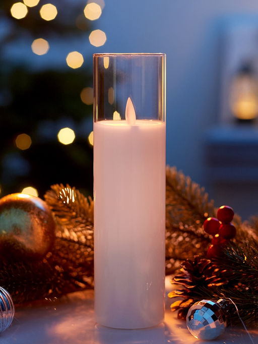 Светодиодная свеча «Белая», 20×5.5 см, от батареек AAx2, свечение тёплое белое