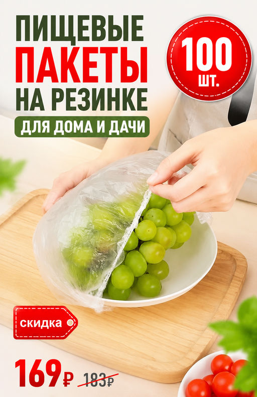 Набор пищевых пакетов на резинке (100 шт.) - NARD фото 3