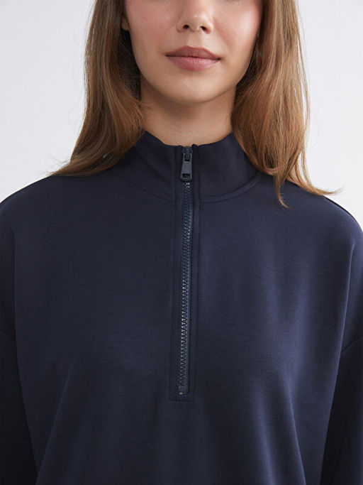 Dik Yaka Oversize Kad?n Sweatshirt Tunik