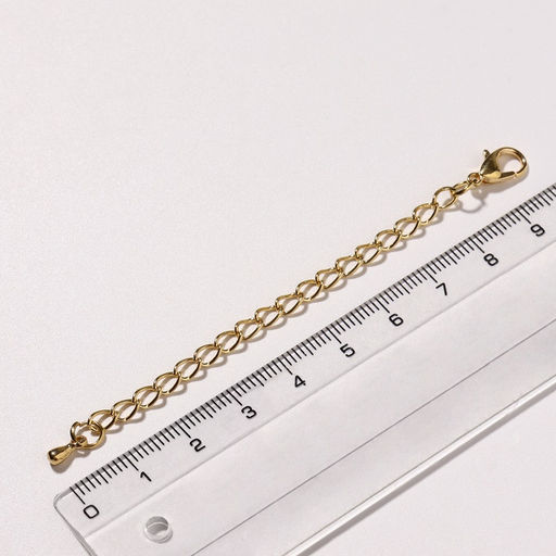 Цена за 2 шт. Замок карабин СМ-951, 5 шт. 6×9 мм, с удлинительной цепочкой 8 см, цвет золото