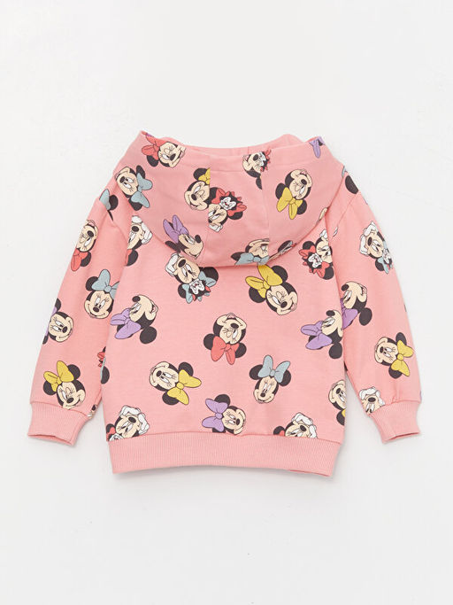 Kap??onlu Uzun Kollu Minnie Mouse Bask?l? K?z Bebek Fermuarl? Sweatshirt ve Tayt 2li - Waikiki фото 3