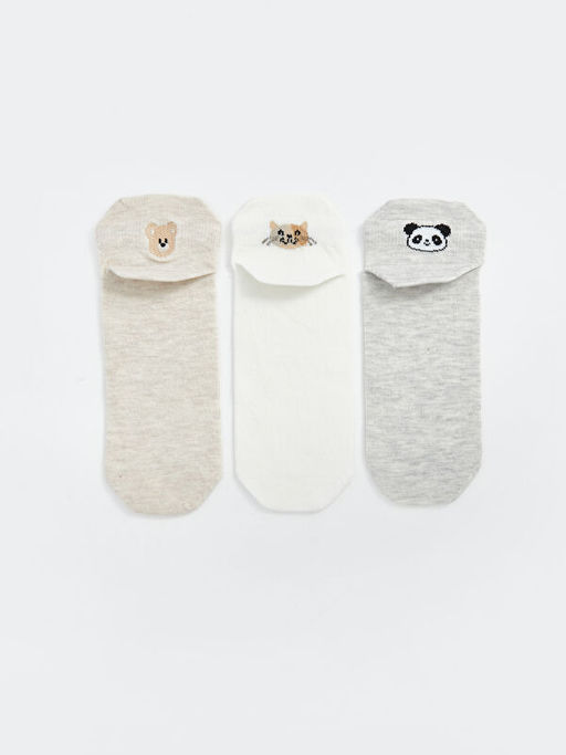 Bask?l? Kad?n Patik ?orap 3l?