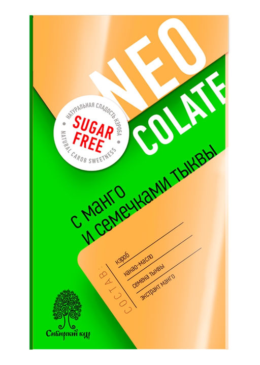 Шоколад без сахара NEOcolate с манго и тыквой, 30 г - Сибирский кедр фото 4