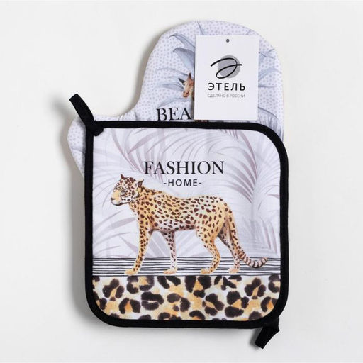 Кухонный набор Этель Beautiful kitchen: варежка-прихватка 20х28 см, прихватка 19х19 см, 100% хлопок  фото 6