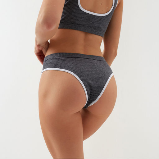 Комплект нижнего белья женский (топ, трусы) Collorista, тёмно-серый, размер 44-46
