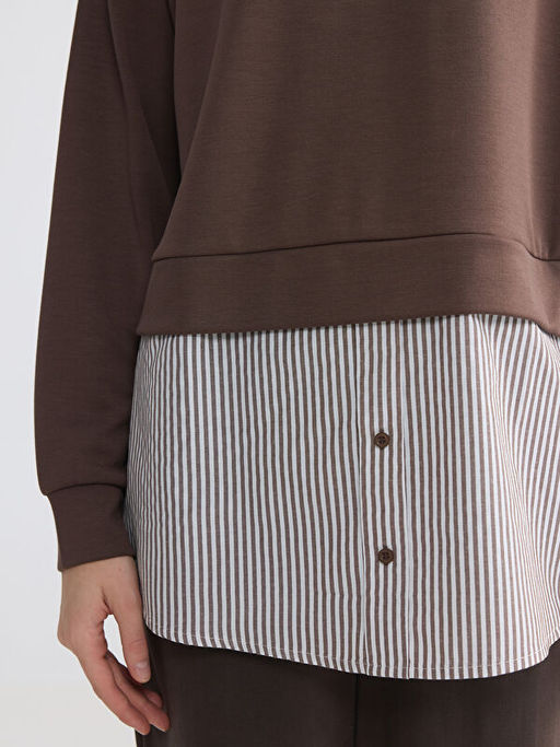 G?mlek Detayl? Kad?n Sweatshirt Tunik