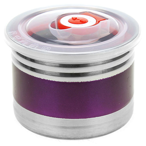 Банка для сыпучих продуктов из нержавеющей стали 0,5л, д10см, h7,5см, цветной корпус фиолетовый, в коробке (Китай)
