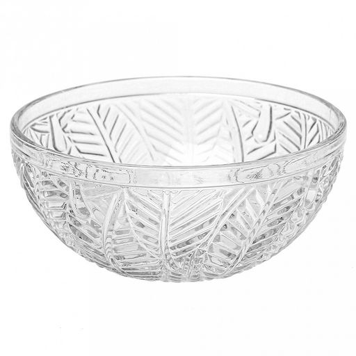 "Листья" Салатник стеклянный 350мл д12,5см h5,7см, рельефное, прозрачное стекло (Китай)