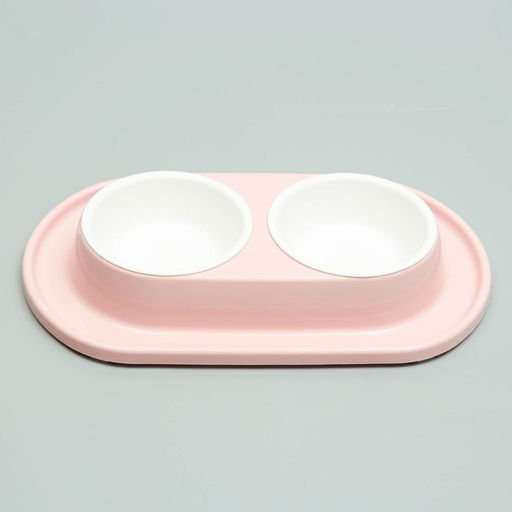 Миска для животных Мур-мяу 0,3л двойная на подставке, розовая - Пижон фото 4