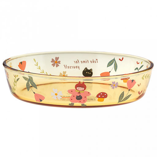 Машины мечты Форма стеклянная для запекания 1,5л, 25,8х18,3см h6см, овальная, боросиликатное стекло, с деколью, цвет - медовый (Китай)