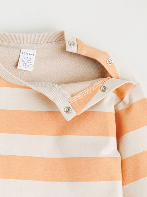 Erkek Bebek Bisiklet Yaka Uzun Kollu ?izgili Sweatshirt