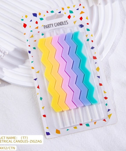 Цена за 2 шт. Свечи для торта «Зигзаг», 6 шт., разноцветные