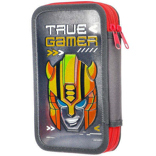 Пенал каркасный с эффектом металлик, 2 секции, 12.5×20.5×4 см, ламинированный картон, «Трансформеры»