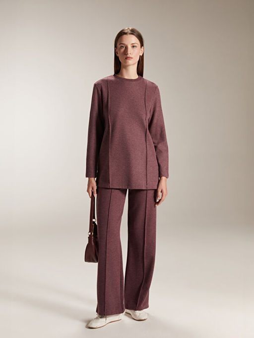 B?y?k Beden Bisiklet Yaka Kad?n Sweatshirt Tunik