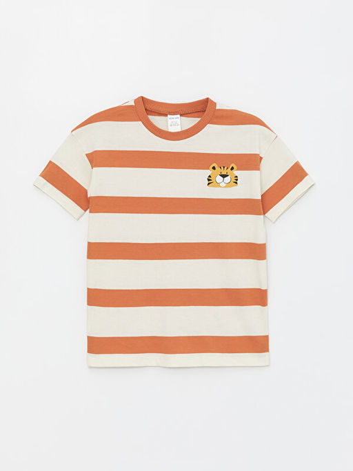 Bisiklet Yaka K?sa Kollu ?izgili Erkek Bebek Ti??rt