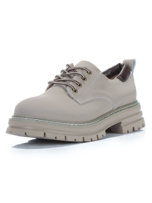 03-P8204-3 GRAY/BEIGE Полуботинки женские (натуральная кожа, нубук)