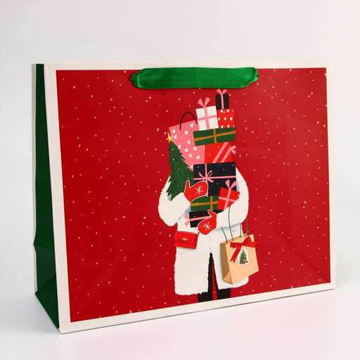 Пакет подарочный новогодний ламинированный "Вся в подарках", 32 х 26 х 12 см.