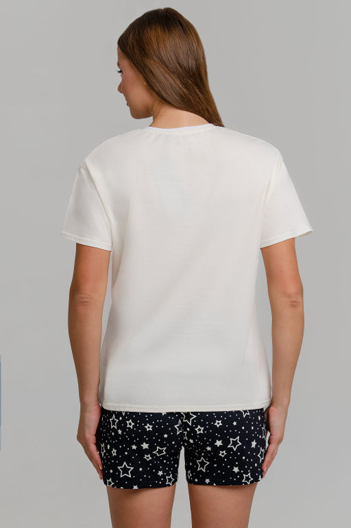 Арт. 9151 Пижама с шортами 42-50 (5 шт) Цвет:верх-молочный,низ-черный - Калинка фото 14