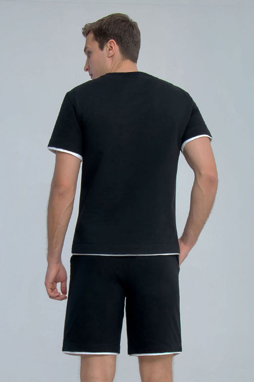 Арт. 63608 Комплект с шортами мужской 48-56 (5 шт) Цвет:верх-черный,низ-черный - Идеал фото 3