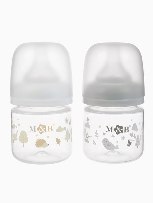 Бутылочка для кормления M&B, ШГ Ø50 мм, +0мес., 120 мл., набор 2 шт. в кор.