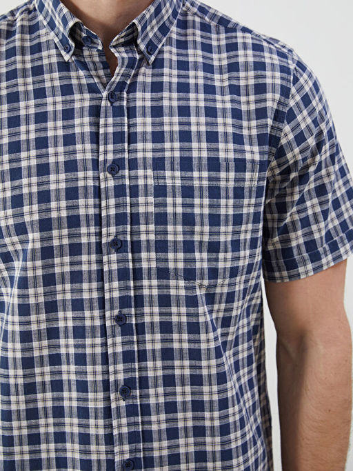 Regular Fit K?sa Kollu Ekose Erkek G?mlek