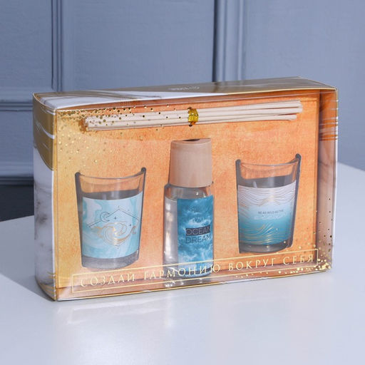 Набор свечей с диффузором для дома OCEAN DREAM, аромат океан, 20 х 12,5 х 5 см - Simaland фото 2