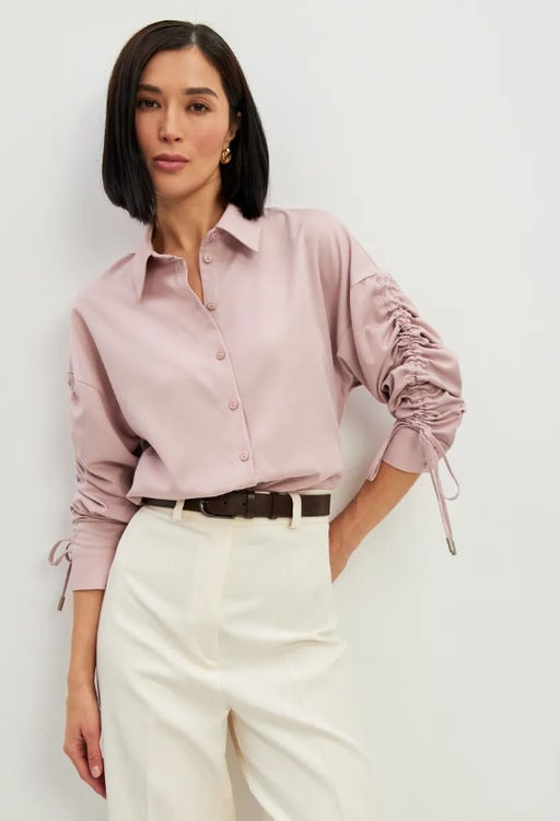 Блузка тонкая джинса OD-858-1 пудра OD-858-1 - Tantino фото 20