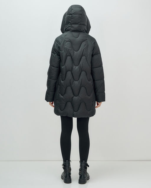 Куртка зимняя женская с капюшоном модная черного цвета 7653Ch - Visdeer фото 15