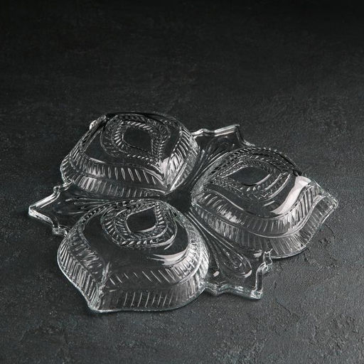 Менажница фигурная «Листья», 3 секции, 25,5×3,5 см