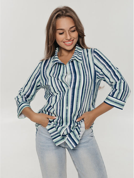 Жанетта туника женская (полоса синий) - Lovetex фото 58