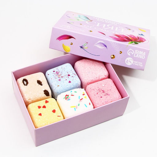 Набор бурлящих кубиков для ванны Сияй от счастья!, 6 шт по 70 г - Чистое счастье фото 4