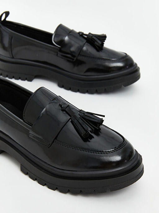 Deri G?r?n?ml? K?z ?ocuk Loafer
