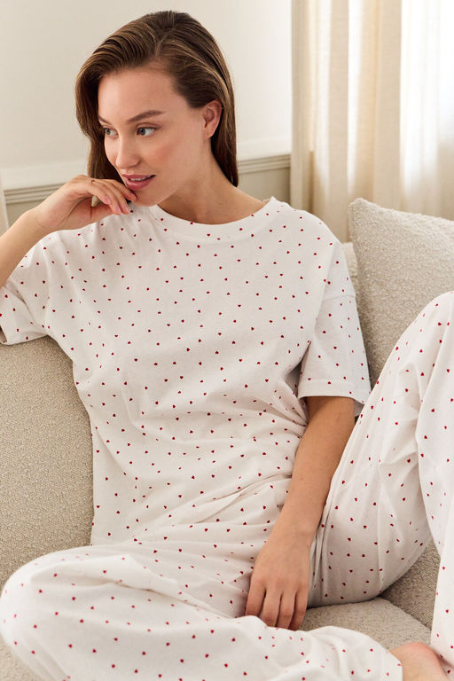 Пижама с брюками хлопковая Сердце