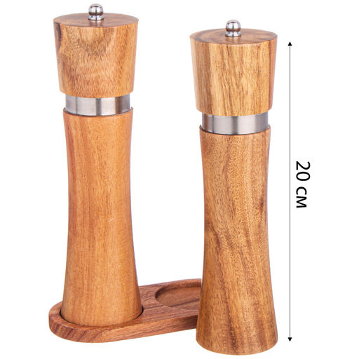 НАБОР МЕЛЬНИЦ ДЛЯ СПЕЦИЙ AGNESS ИЗ 2Х ШТ. НА ПОДСТАВКЕ АКАЦИЯ 14Х7Х21,5 СМ  фото 3