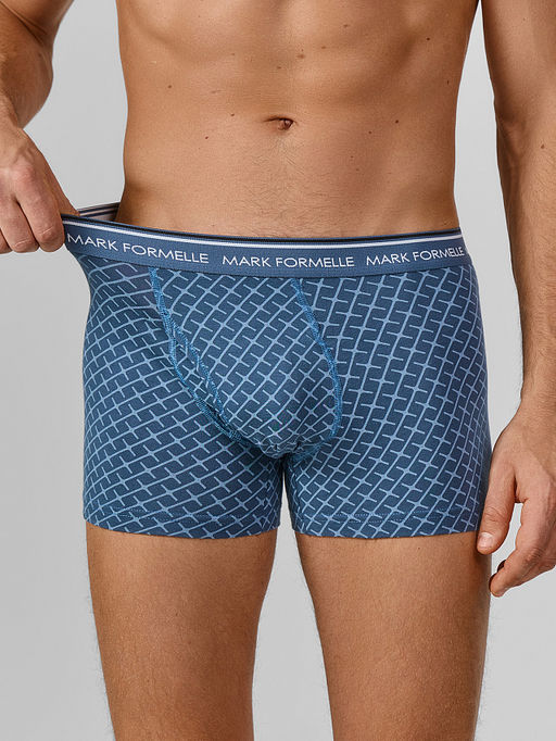 Цена за 2 штуки! Трусы боксеры мужские синие с узором - Mark formelle фото 5