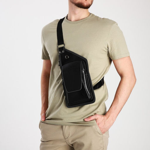 Сумка слинг мужская из искусственной кожи, цвет чёрный - Simaland фото 2