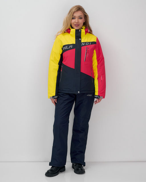 Горнолыжный костюм женский зимний темно-синего цвета 02803TS