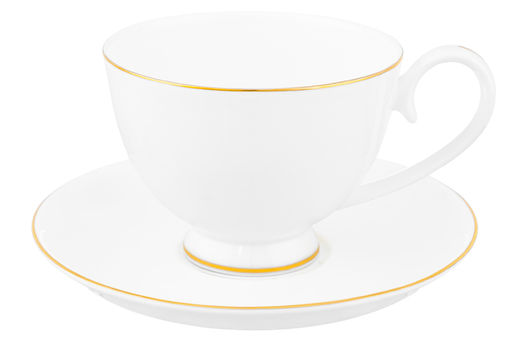 Чайн. пара 2 пр. 300 мл 12,5*9,5*7 см Белая с золотом на ножке, NEW BONE CHINA - Elan gallery фото 5