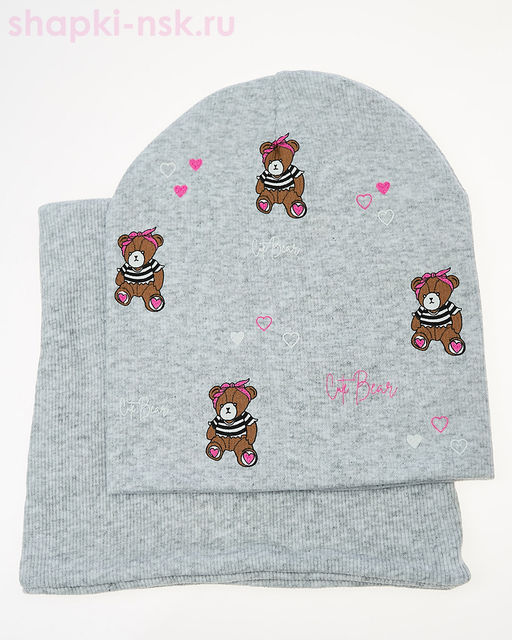 02-30-BT Комплект для девочки (колпак+снуд) (48-50)